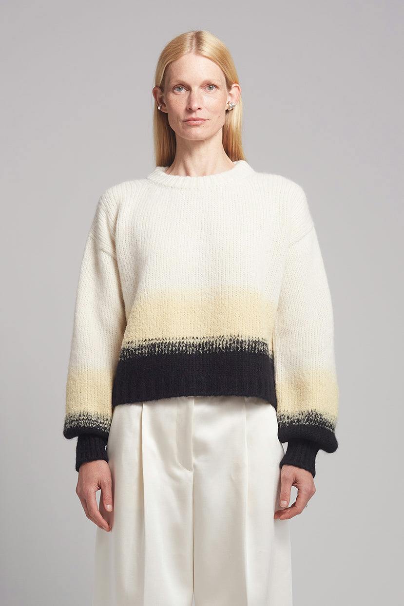 SONIA COLOR-BLOCK SWEATER | IVORY/BUTTER/BLACK