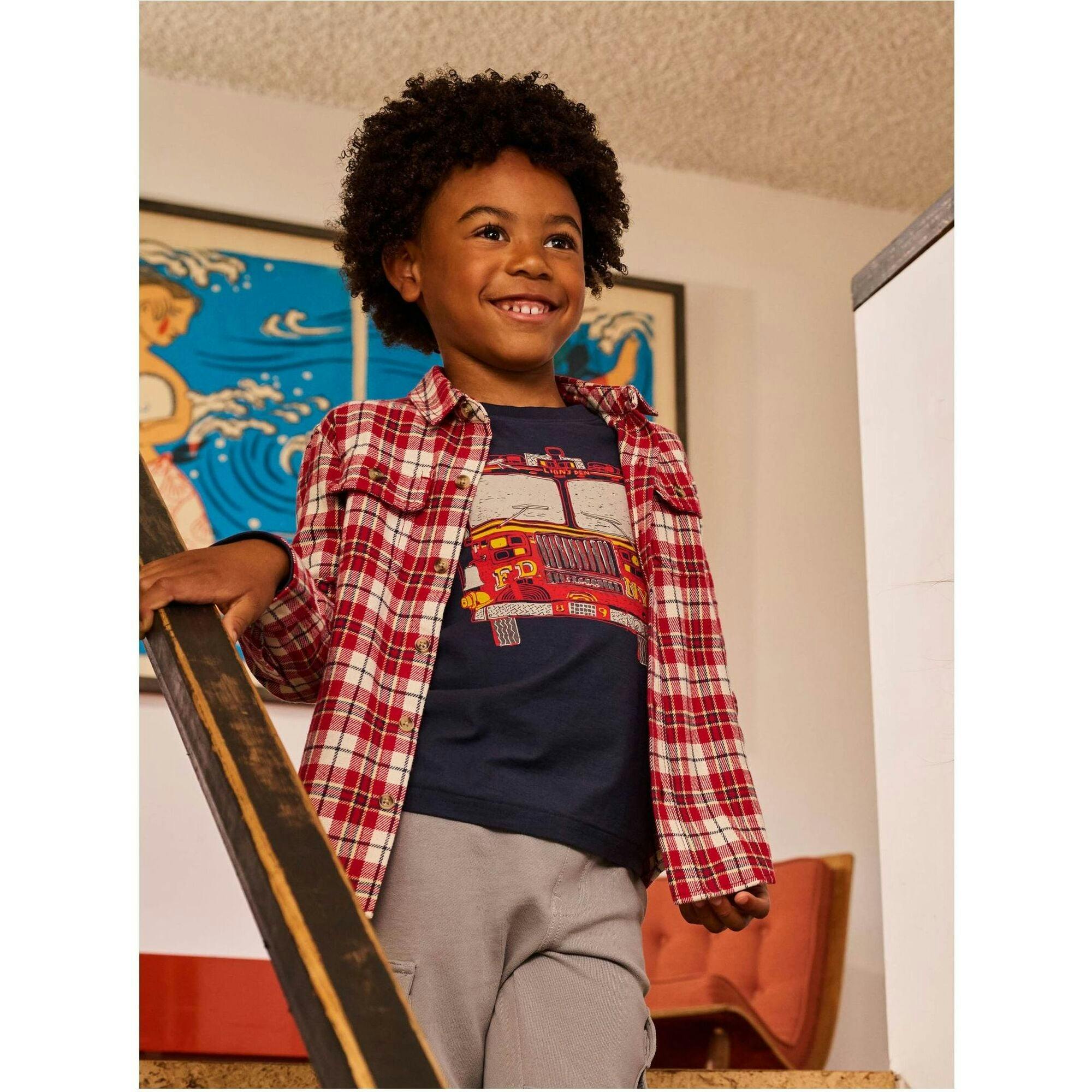 Fire Truck Graphic Tee, Blue