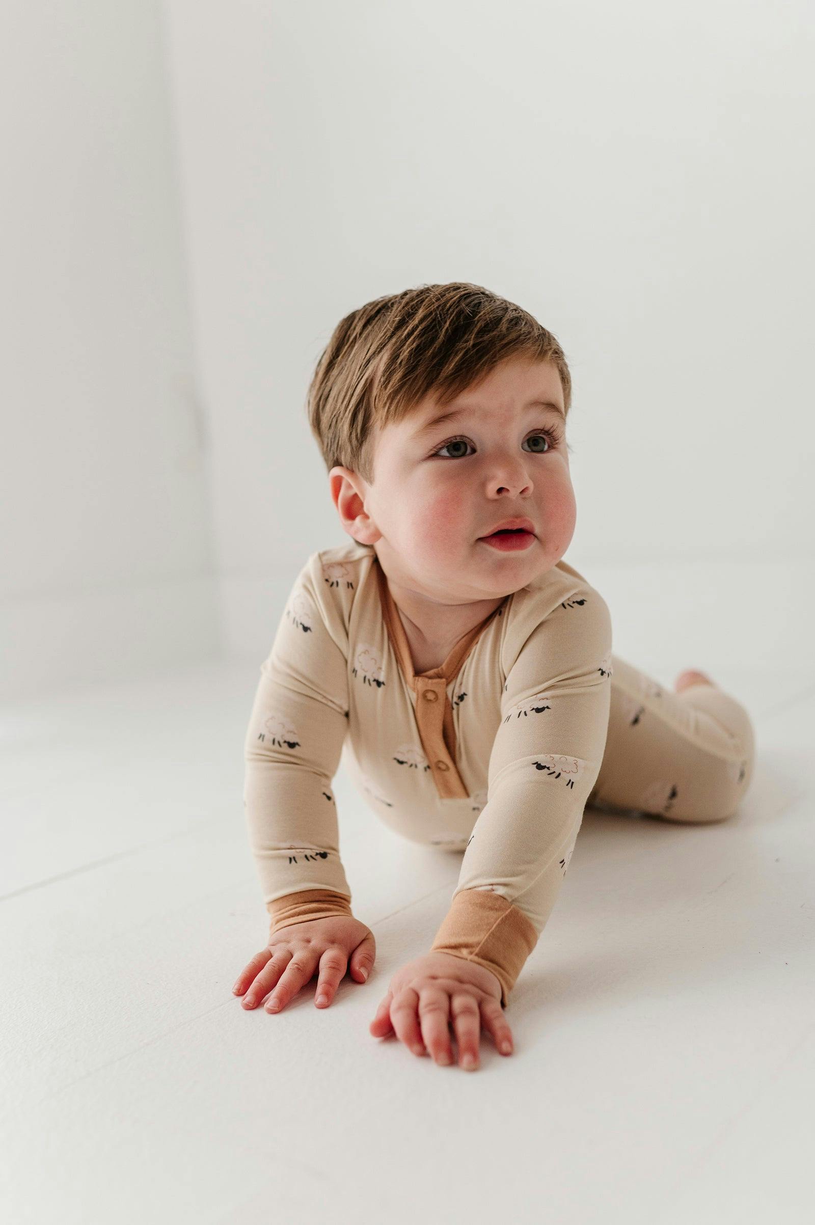 Baby Boy Snap Romper in Sheep