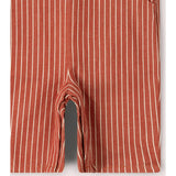 Burnt Ochre Striped Dungaree Shorts, Red