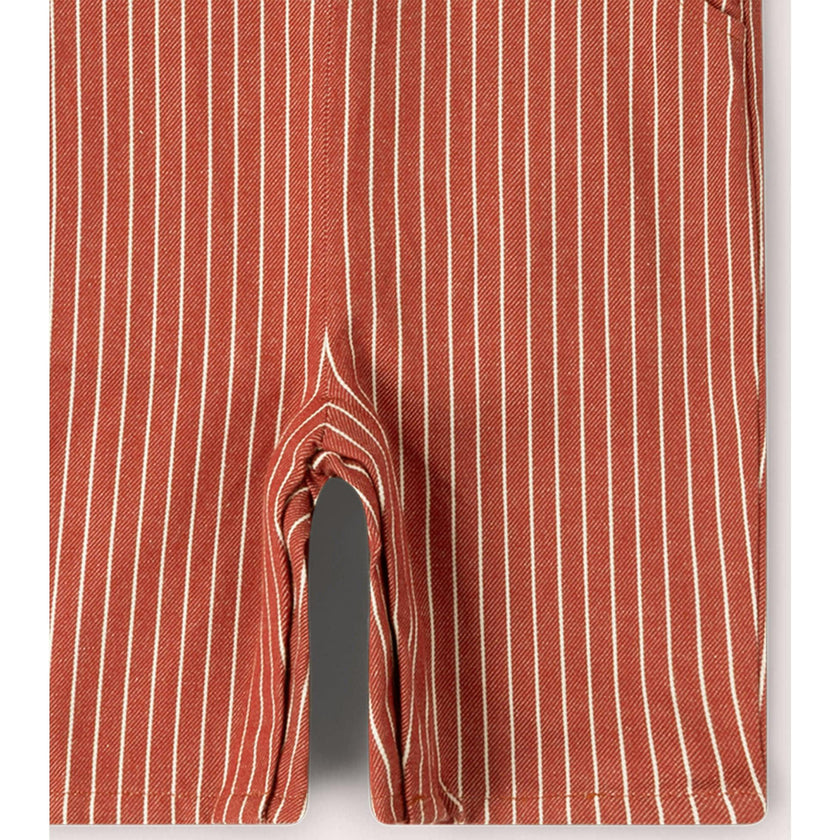 Burnt Ochre Striped Dungaree Shorts, Red