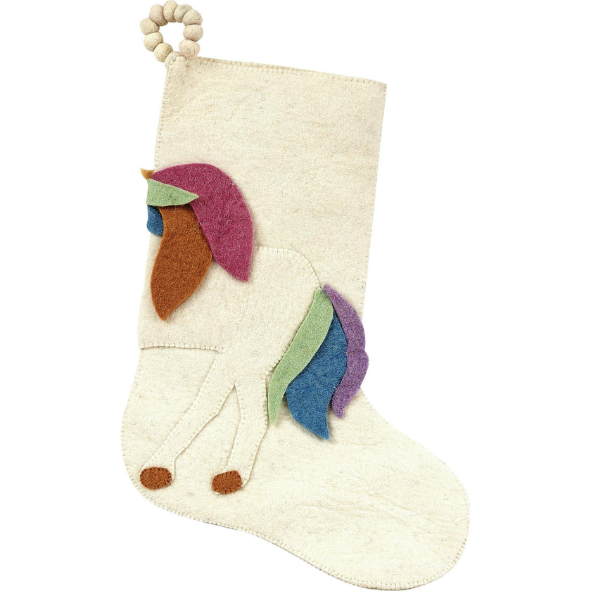 Unicorn Christmas Stocking Hand Felted Wool, Handmade