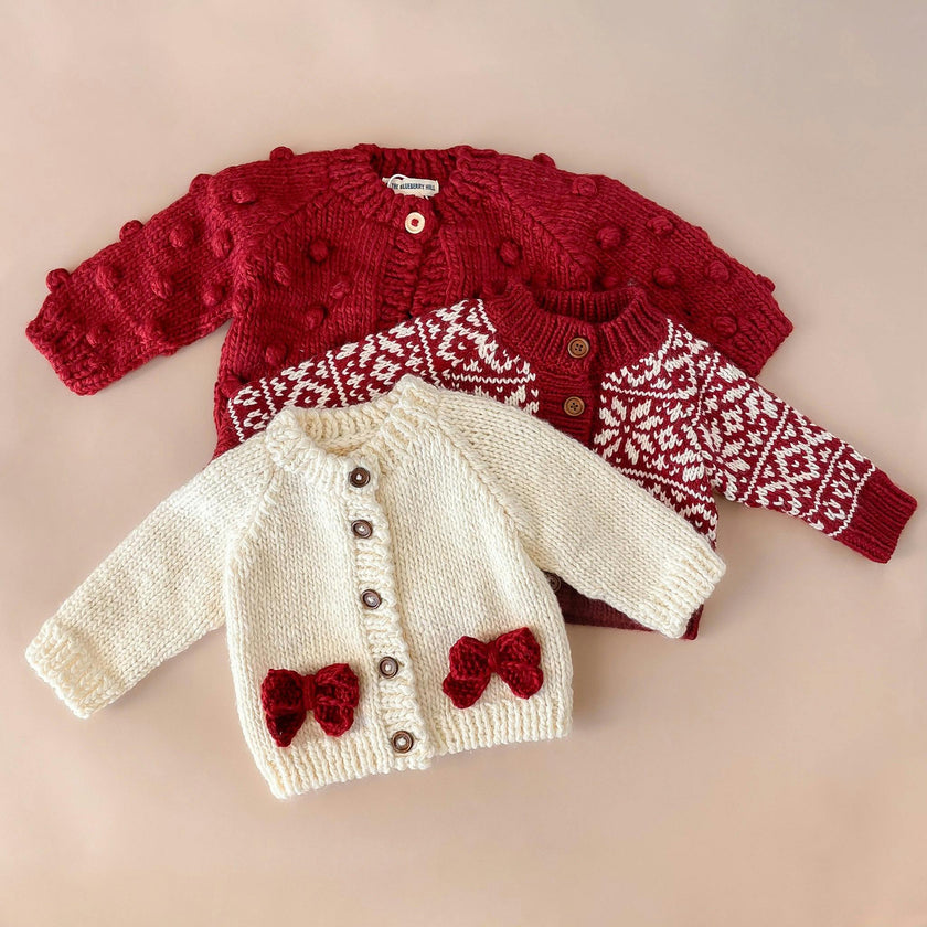 Popcorn Cardigan, Red