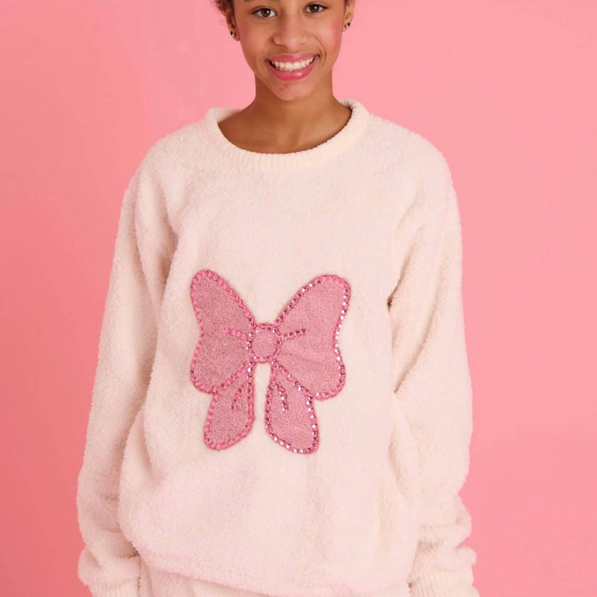 Women's Big Bow Crystal Fuzzy Set