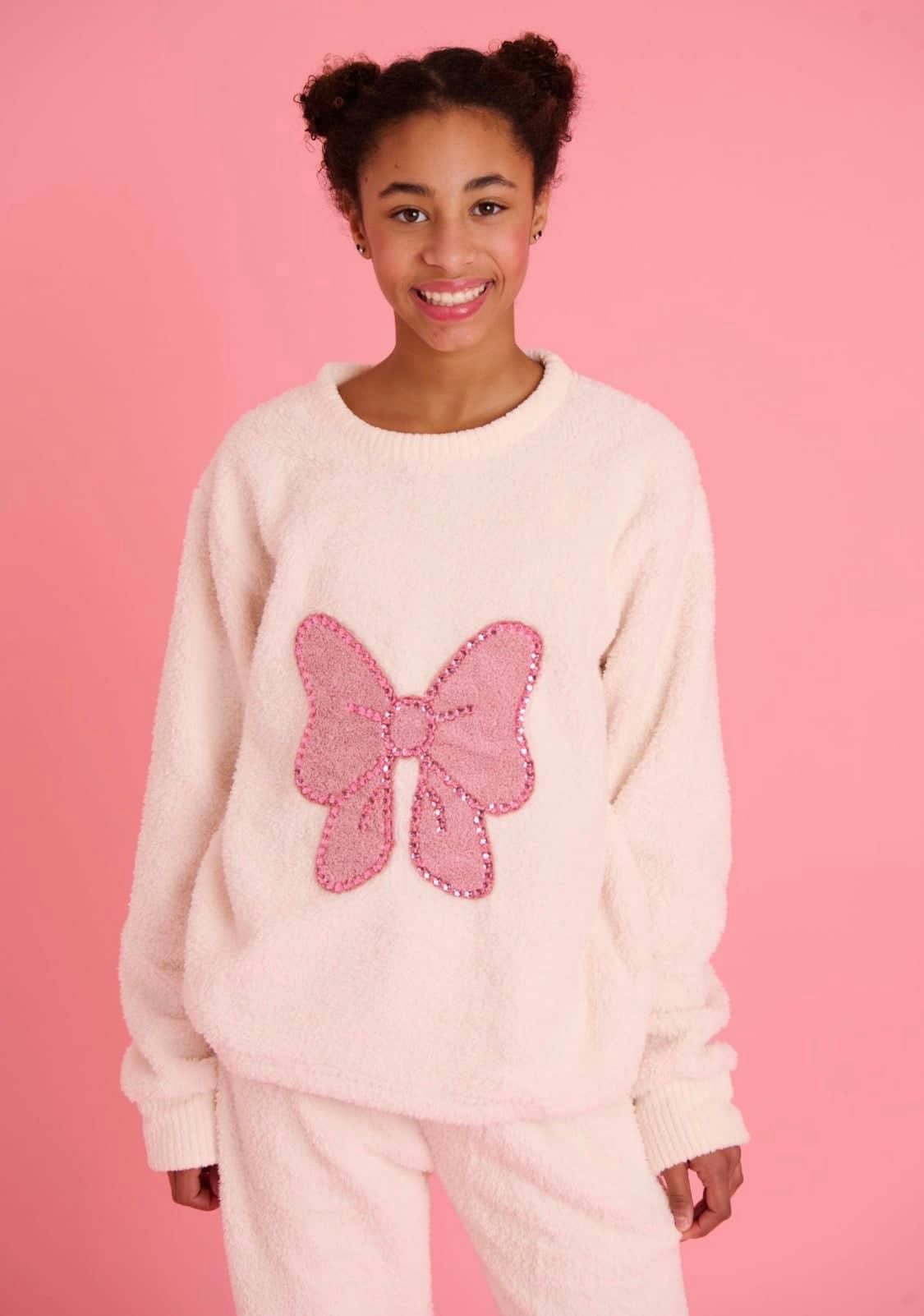 Women's Big Bow Crystal Fuzzy Set