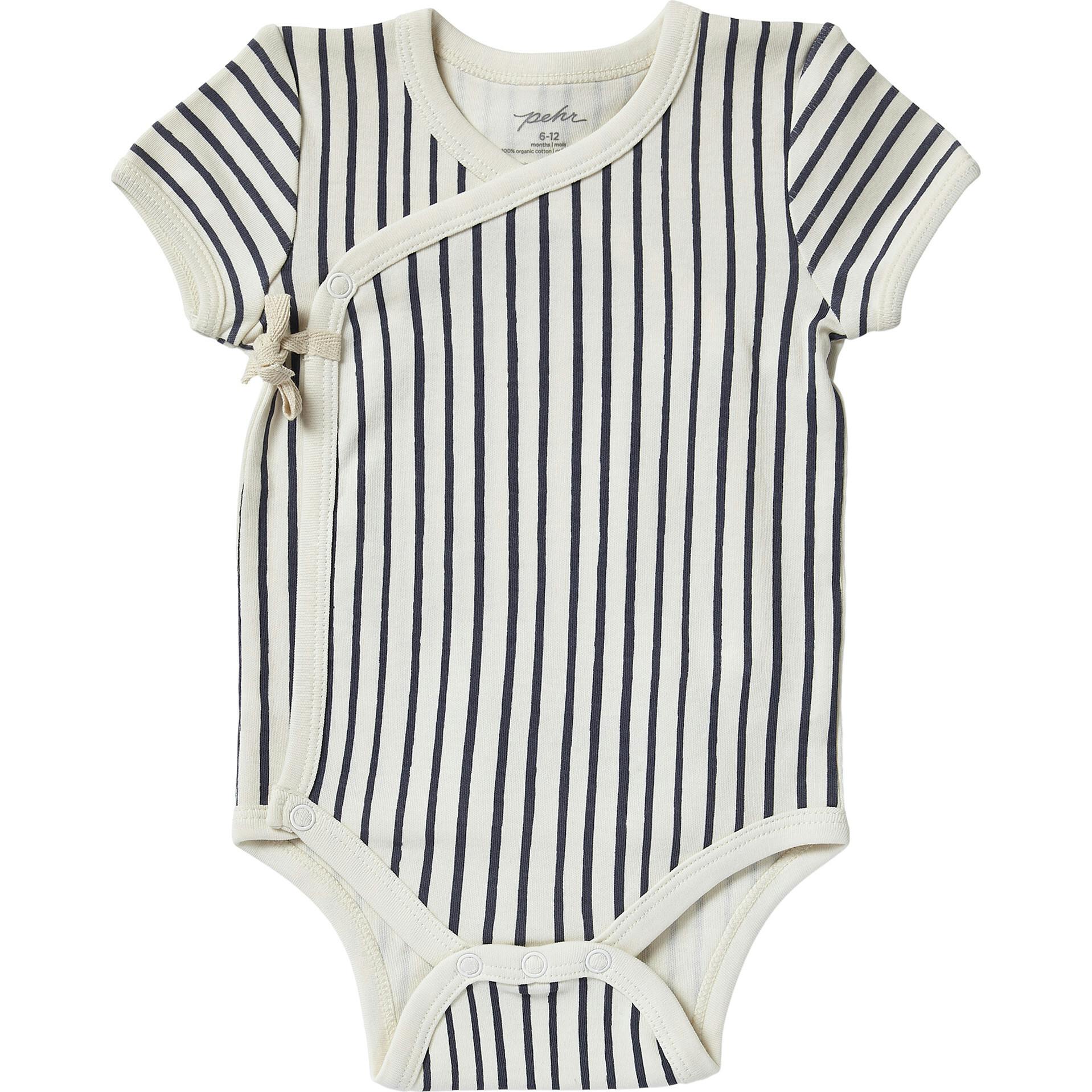 Organic Stripes Away Short Sleeve Kimono One-Piece, Navy