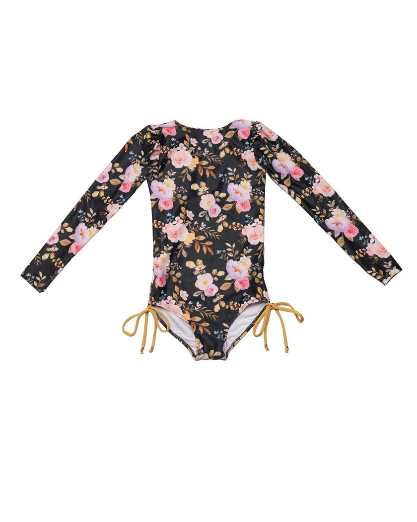 Long Sleeve One Piece Swimsuit with Side Ties