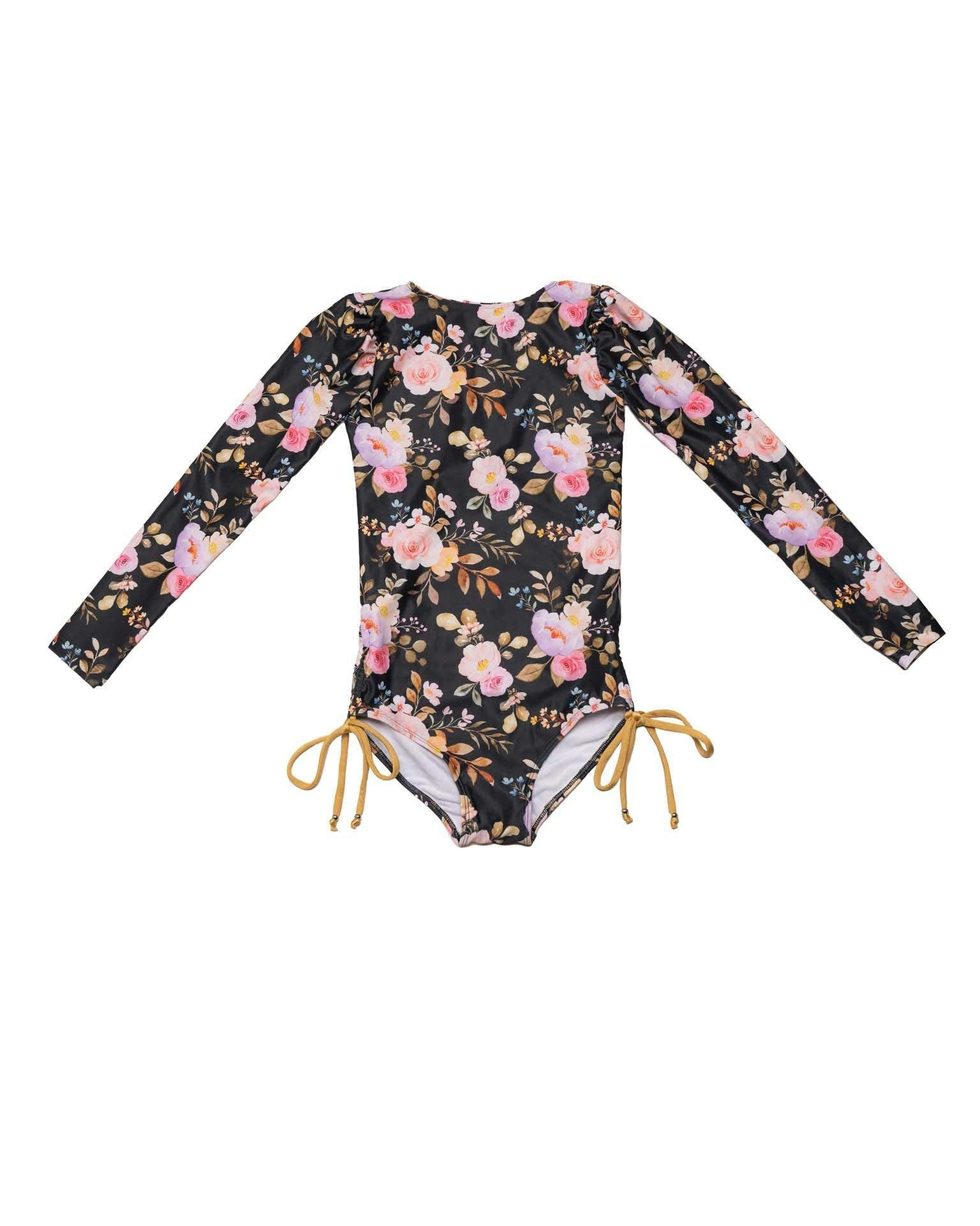 Long Sleeve One Piece Swimsuit with Side Ties