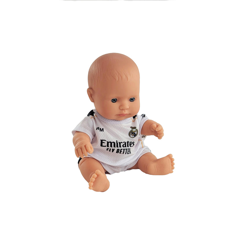 Baby Girl Doll 8 1/4 inch with Real Madrid Soccer Jersey