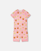 Organic Cotton Two-Piece Pajamas Set Pink Cupcake Print