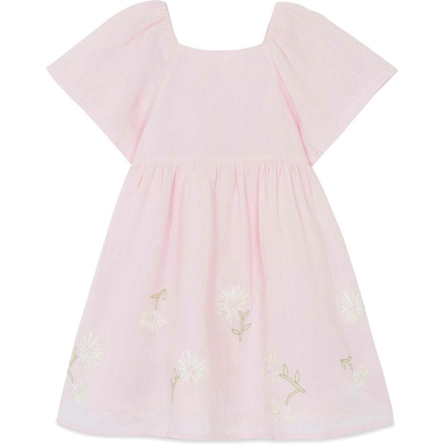 TARTINE ET CHOCOLAT Embrodiered Linen Flutter Dress