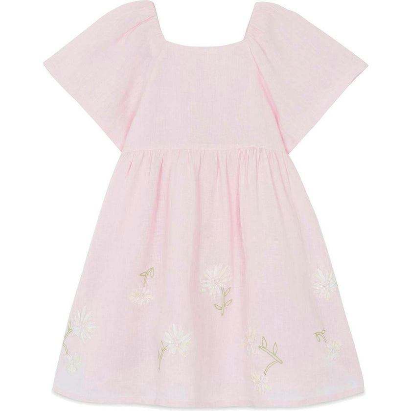 TARTINE ET CHOCOLAT Embrodiered Linen Flutter Dress