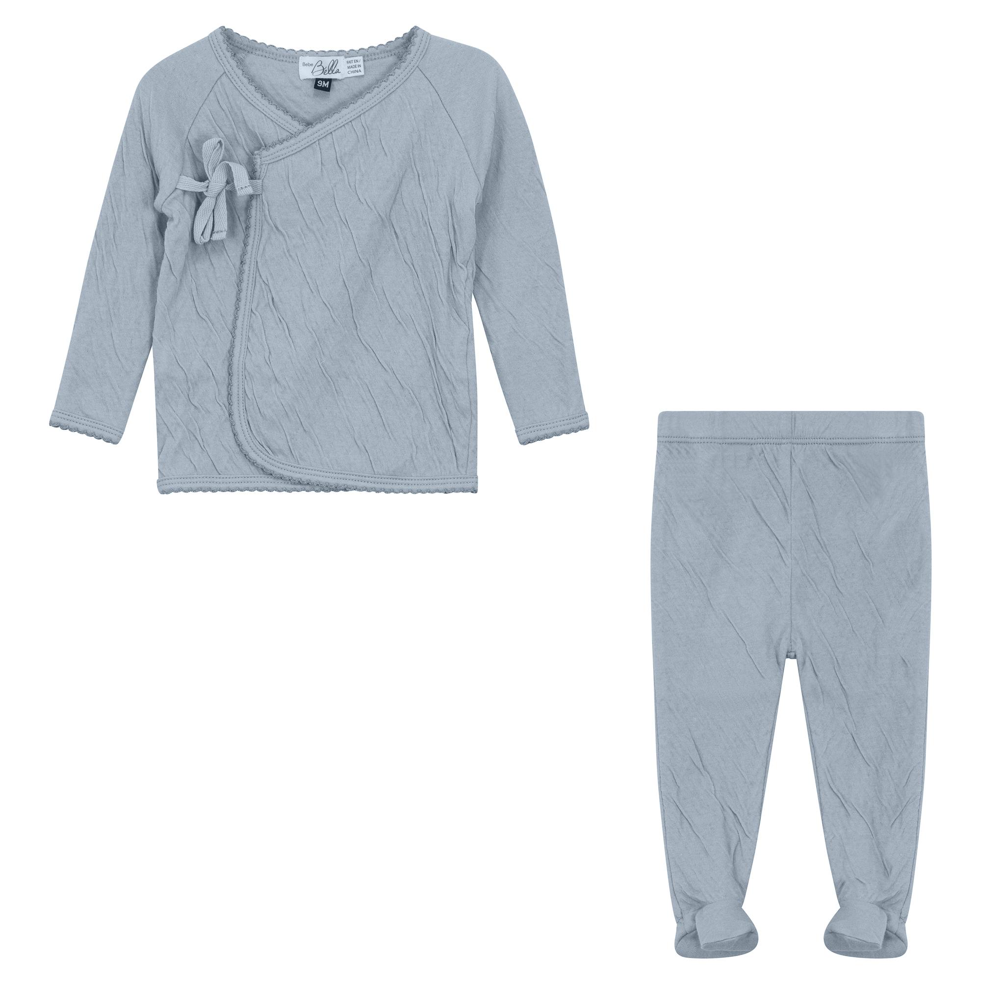 Crinkled Jersey Wrap 2Pc Set Blue