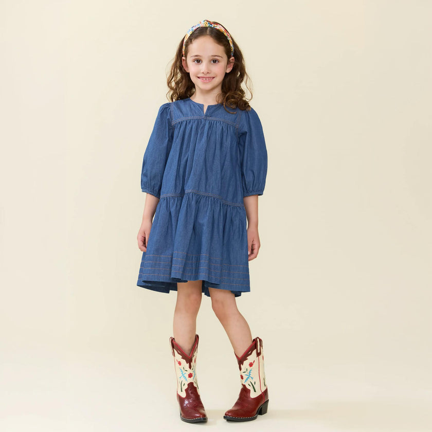 Girls Sawyer Dress - Chambray