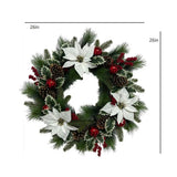 26" White Poinsettia, Pinecone & Berry Wreath Pre-Lit