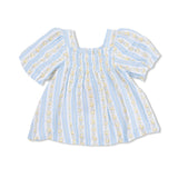 Odalys Floral Stripe - Puff Sleeve Dress with Bloomer