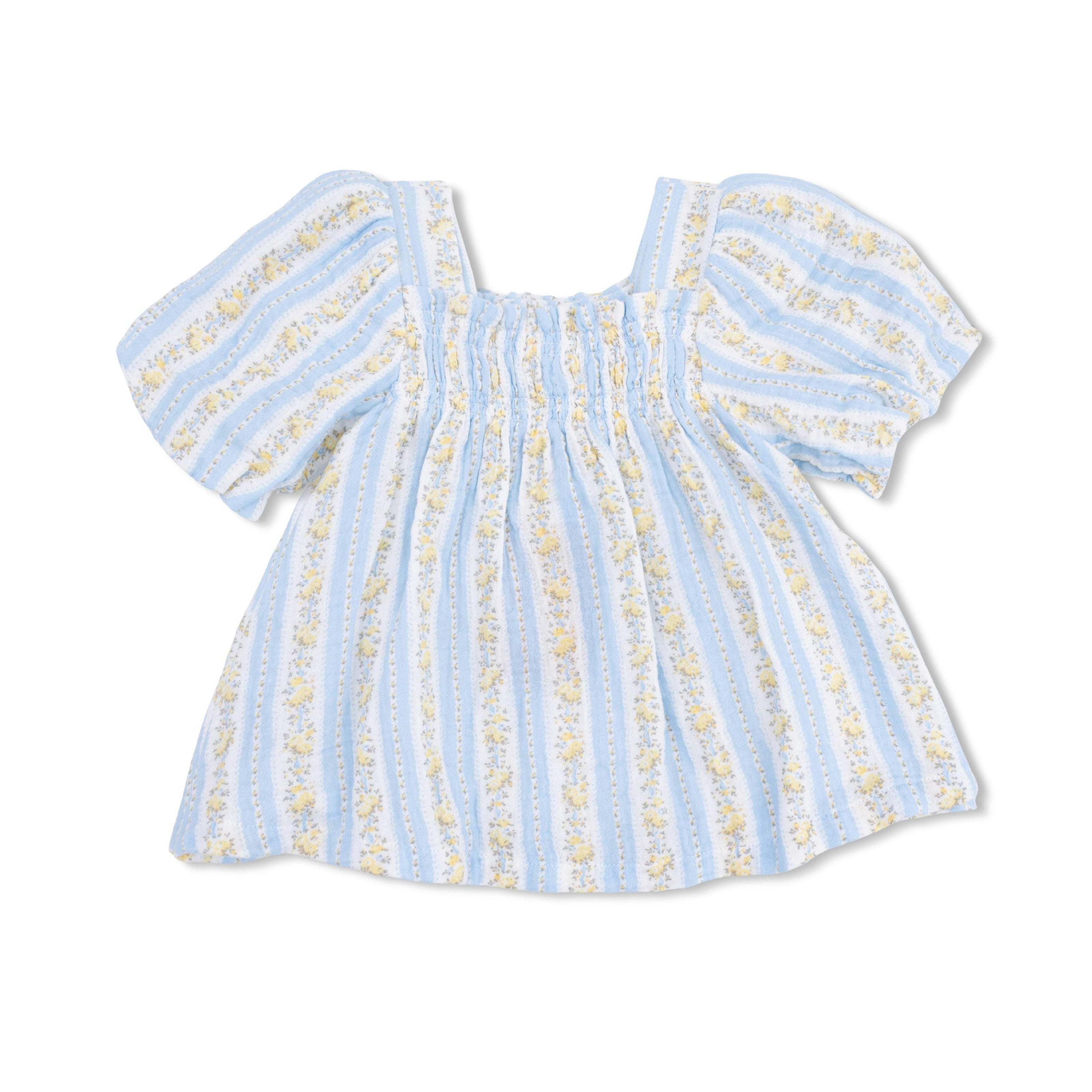 Odalys Floral Stripe - Puff Sleeve Dress with Bloomer