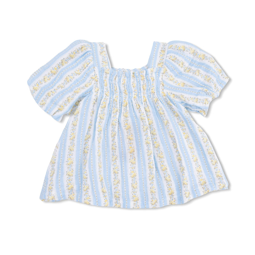 Odalys Floral Stripe - Puff Sleeve Dress with Bloomer