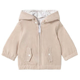 Beige Striped Hooded Jacket