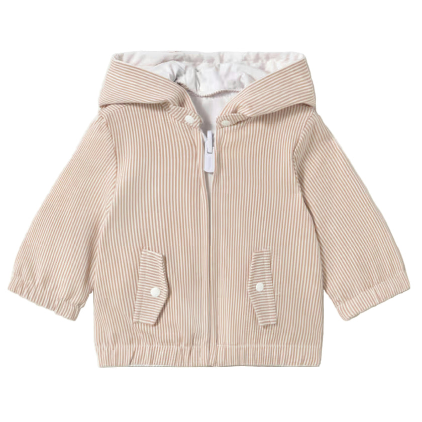 Beige Striped Hooded Jacket