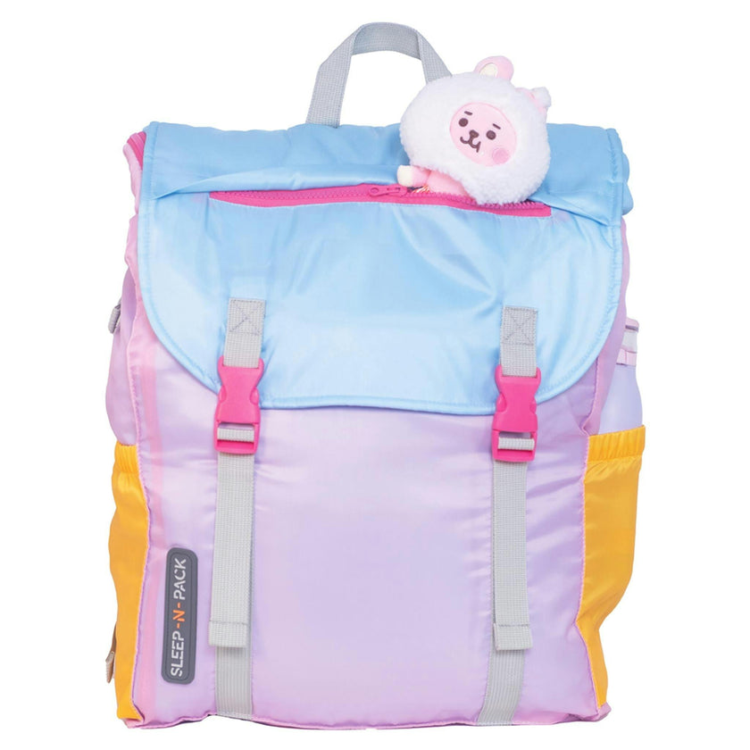 Sleep-N-Pack™ – Big Kid Size | Color Block Camp Collection: Pink Smile Face