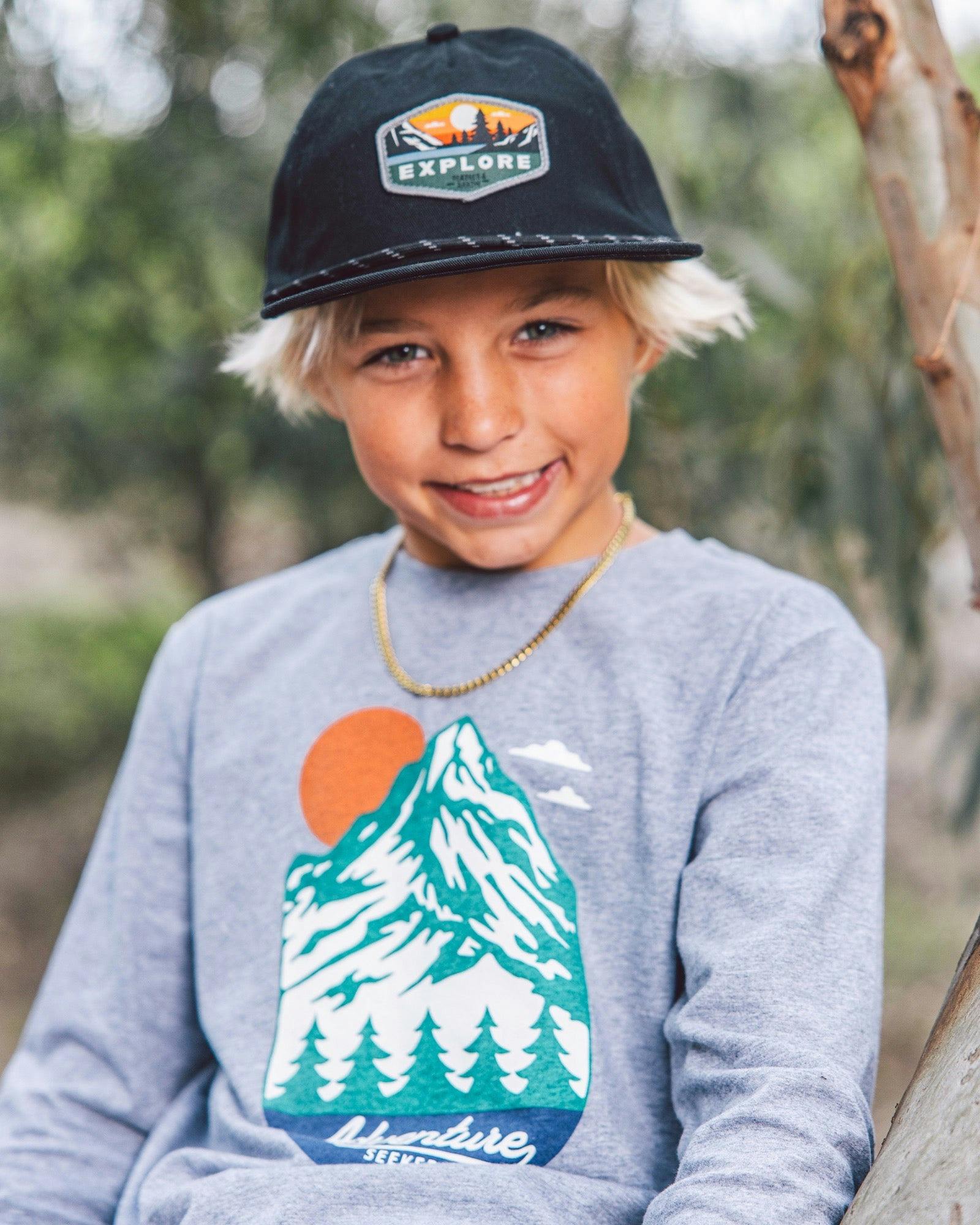 Explore Snapback Hat - Black Twill