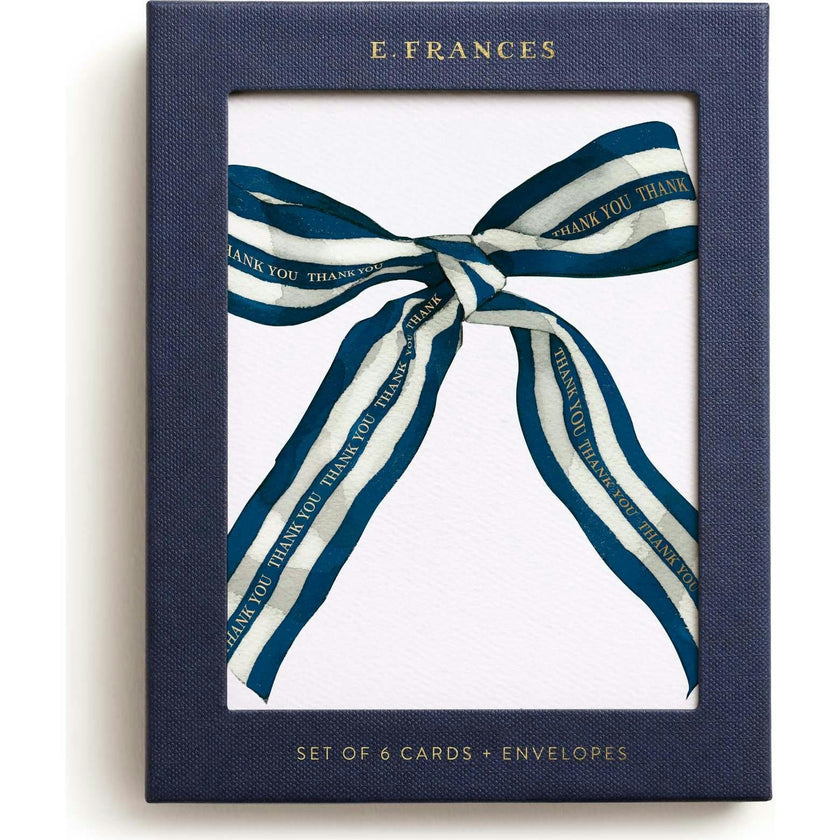 Big Navy Striped Bow Boxed Set of 6