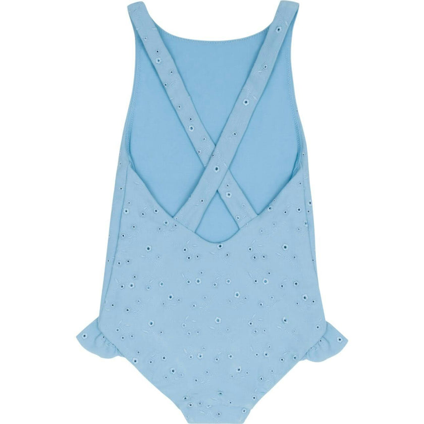 girls dusk blue eyelet ballerina one piece