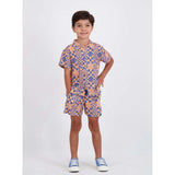 Boys Synthetic Viscose Matching Set | Geometric Smiley