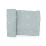 Cotton Muslin Swaddle Blanket - Blue Rainbow