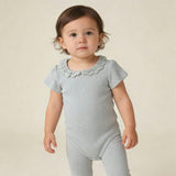 Organic Lace Collar Onesie & Tights Set - Fog