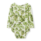 Island Leaf Cotton Stretch Long Sleeve One Piece