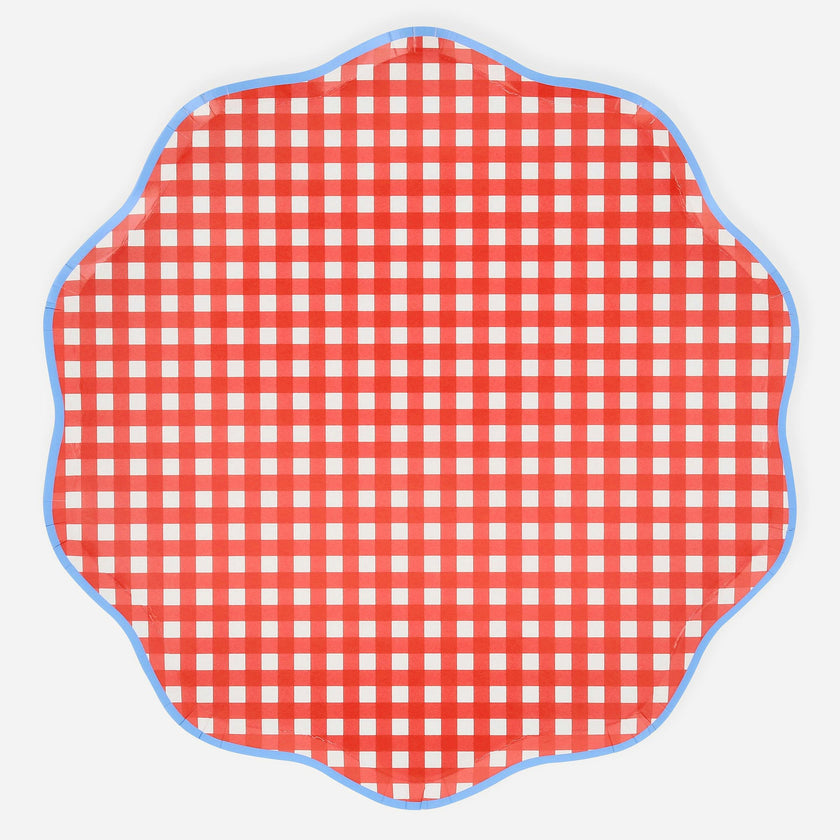 Red Gingham Dinner Plates