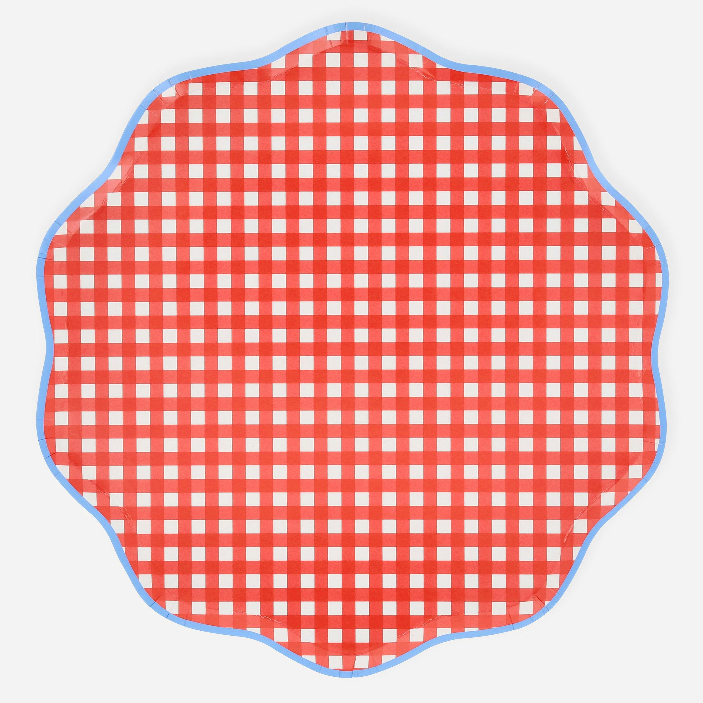 Red Gingham Dinner Plates