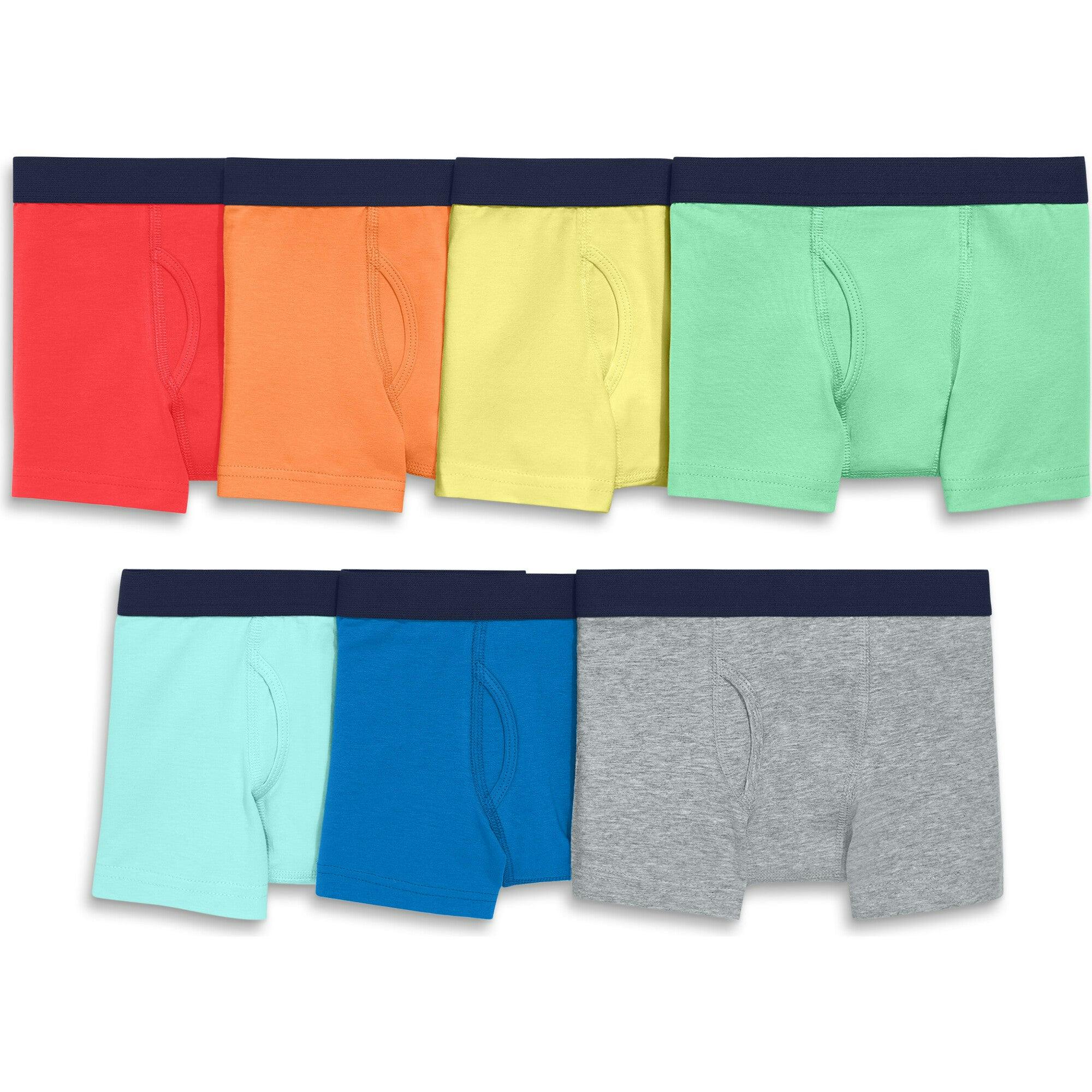 Kids boxer brief 7-pack in solid rainbow mix