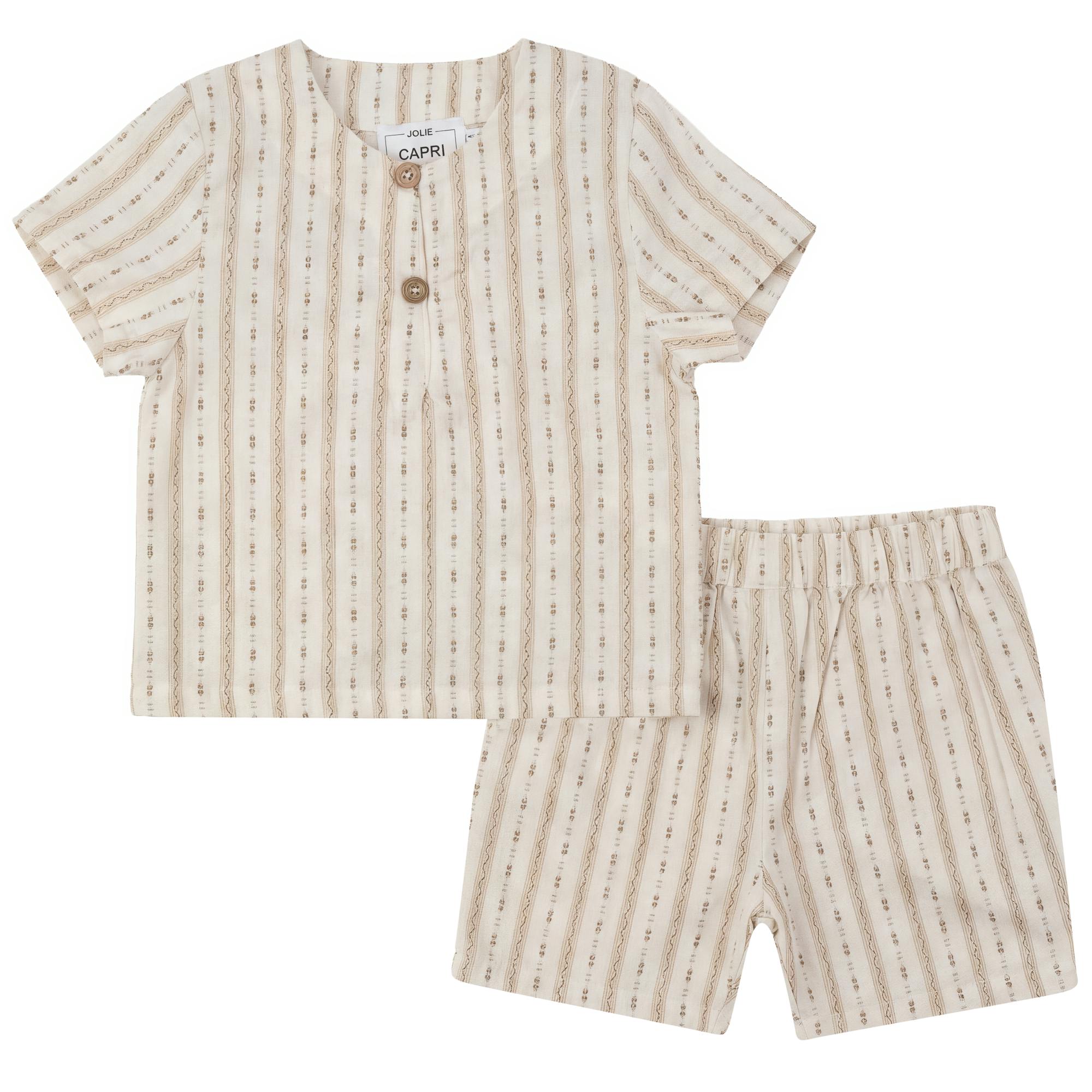 Striped Woven Shorts Set