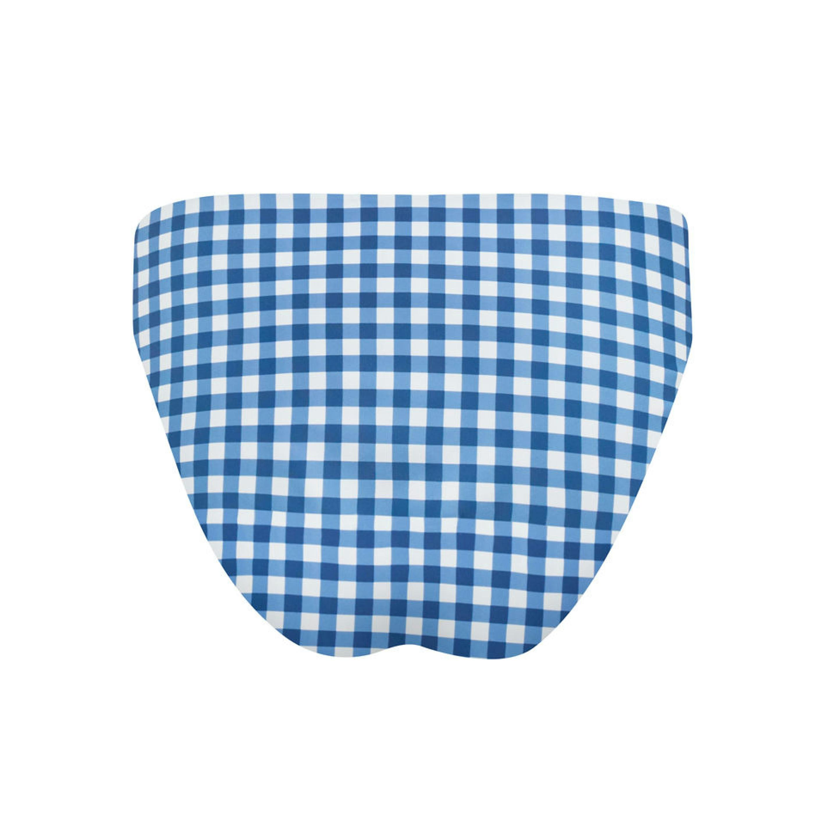 women's navy picnic gingham mid rise bikini bottom