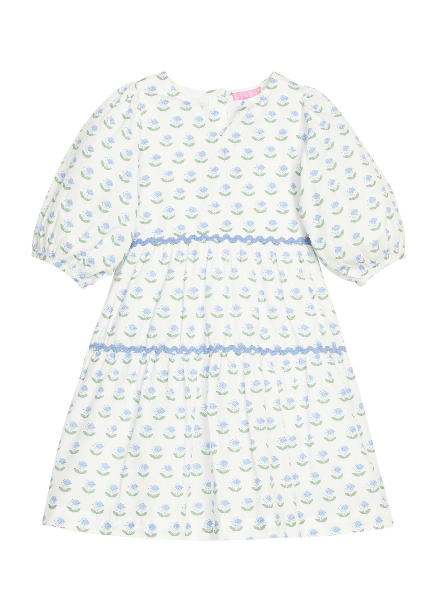 Madaket Dress - Blue Tulip Block Print