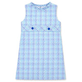 Plaid Seersucker Dress With Button Tabs