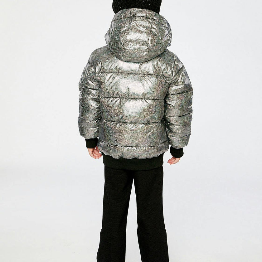 Winter Puffy Jacket Black Glitter