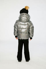 Winter Puffy Jacket Black Glitter
