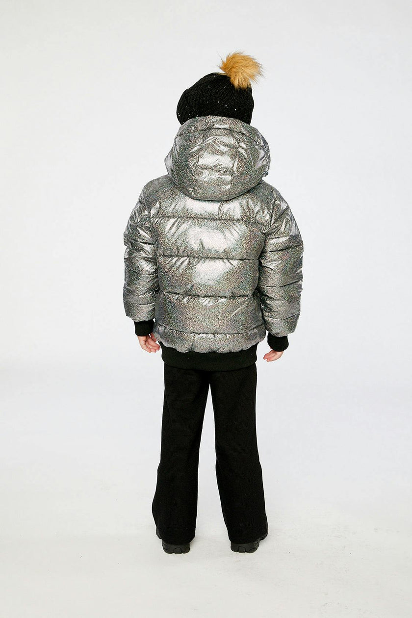 Winter Puffy Jacket Black Glitter