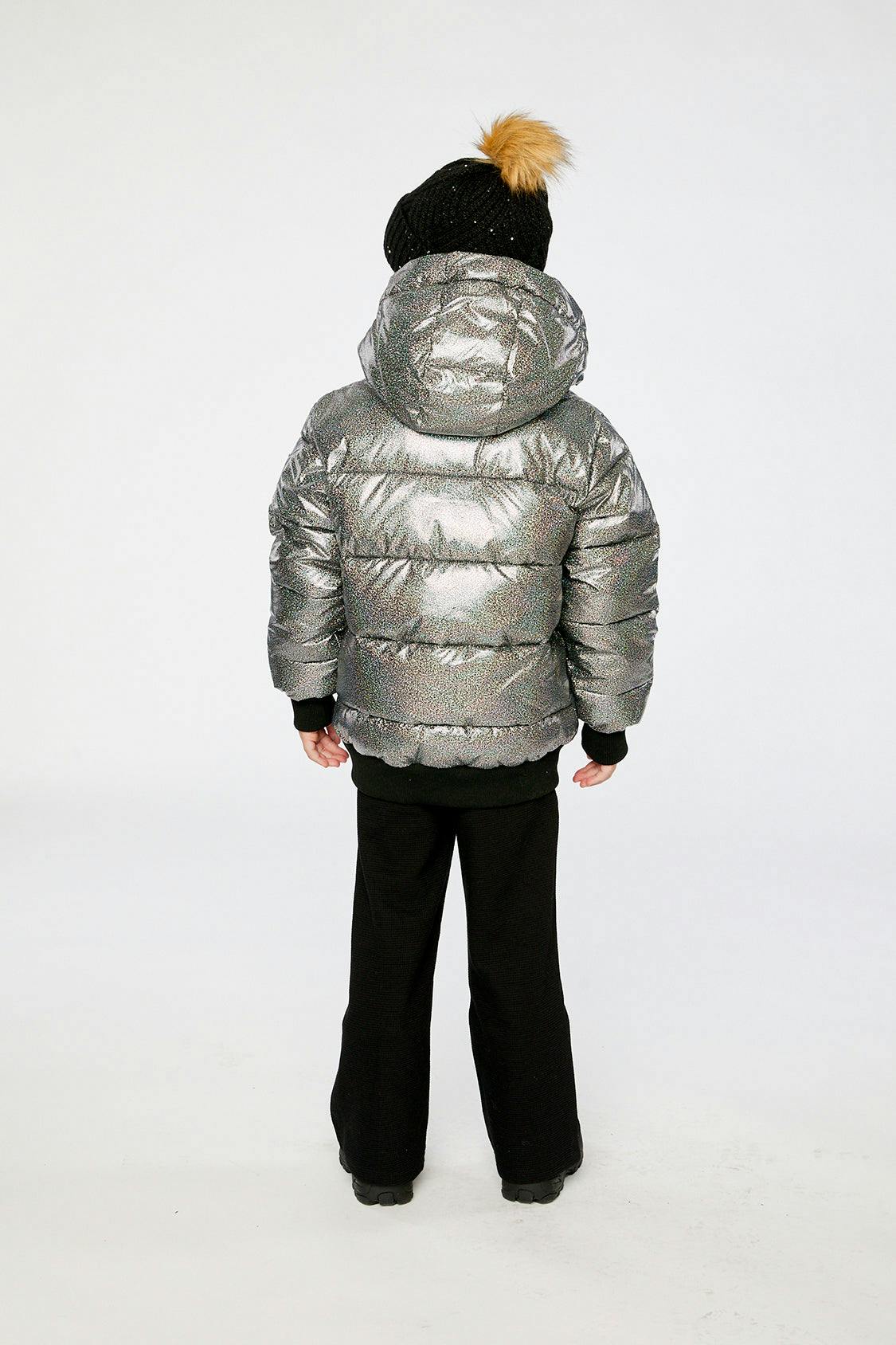 Winter Puffy Jacket Black Glitter