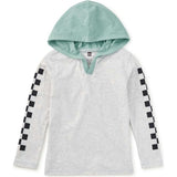 Checker Sleeves Happy Hoodie, Grey