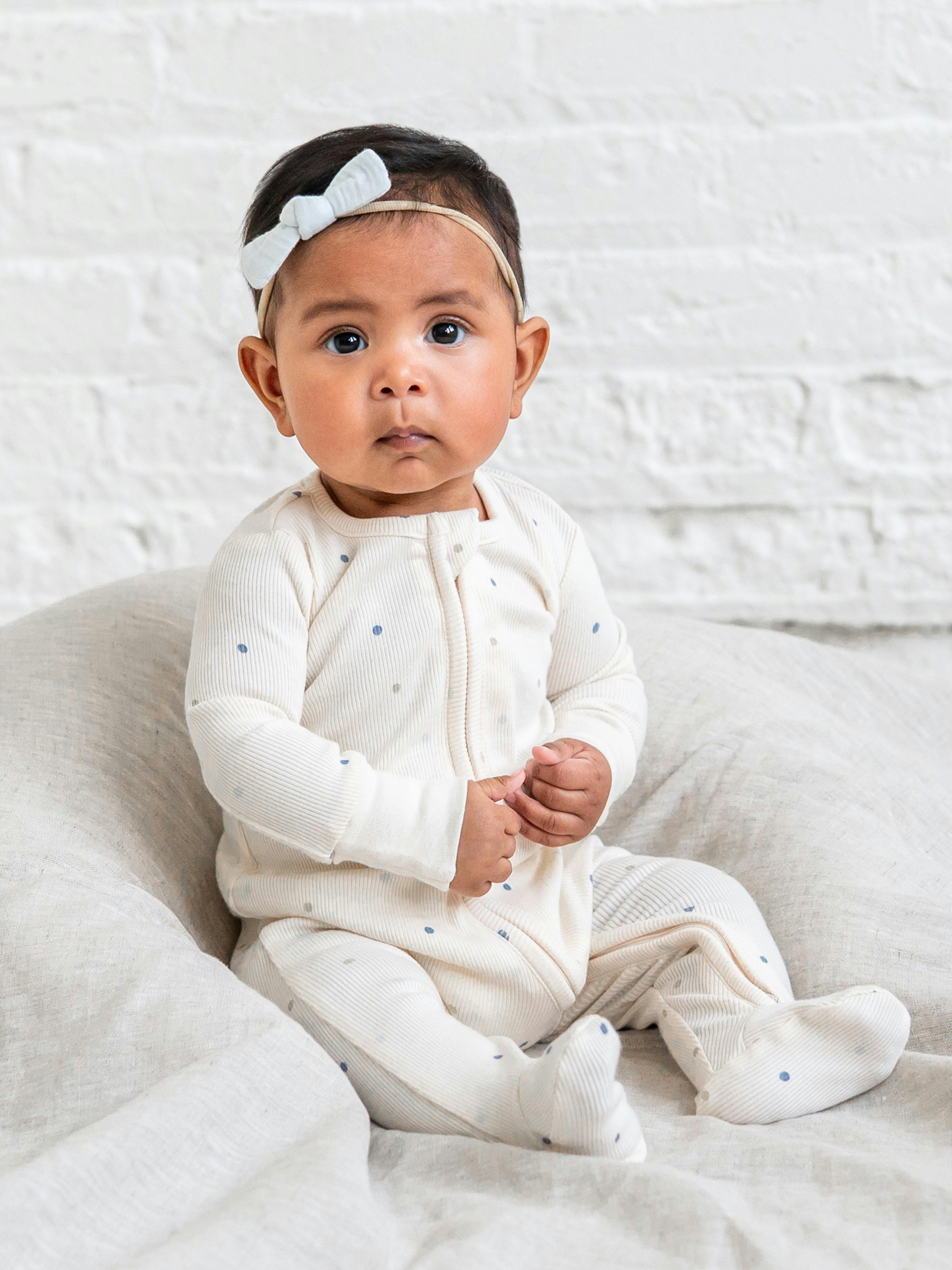 Kit Ribbed Zipper Sleeper - Mini Dot / Sea + Dune