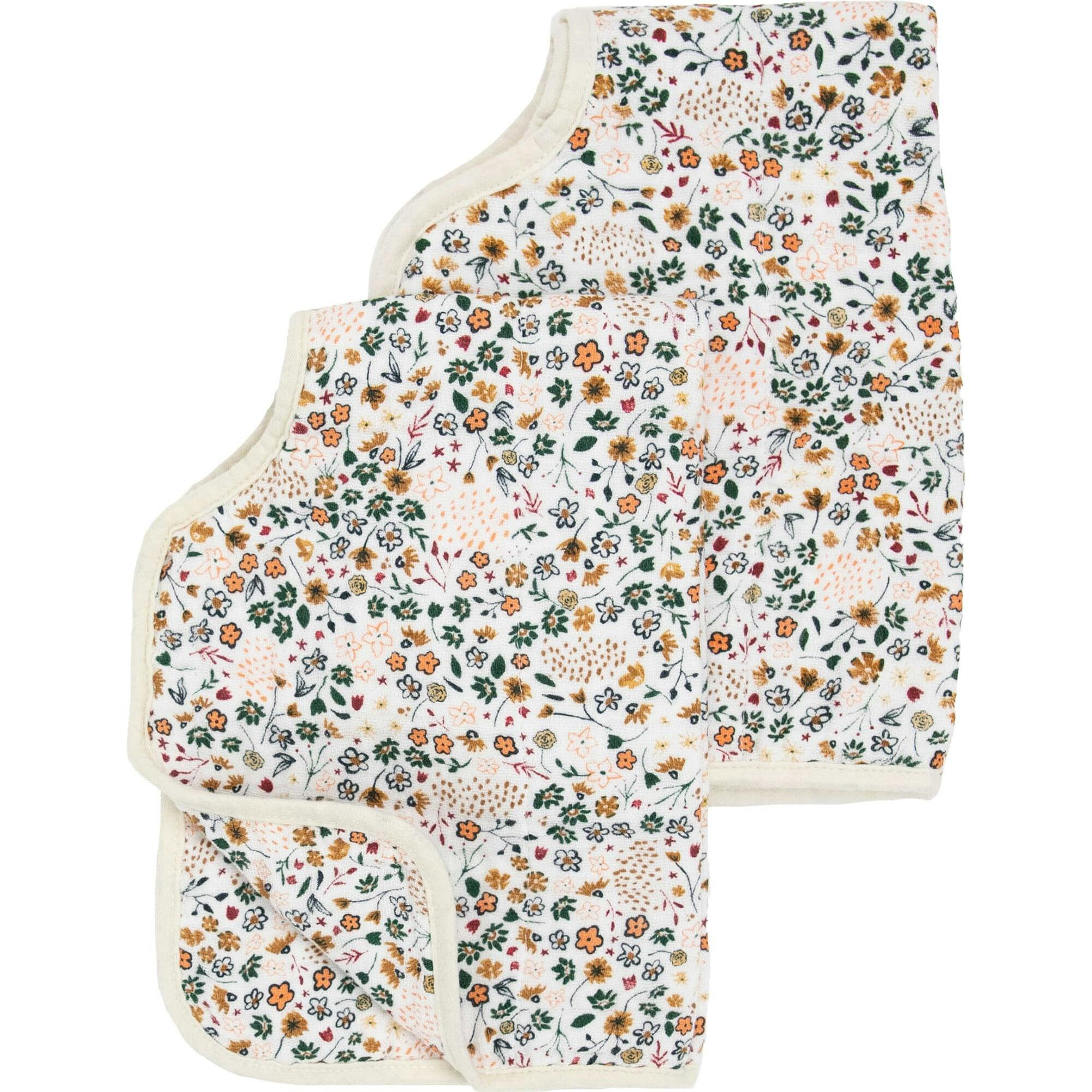 Cotton Muslin Burp Cloth 2 Pack - Pressed Petals
