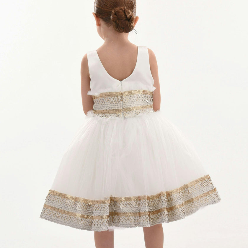 White Lorelei Sequin Hem Dress