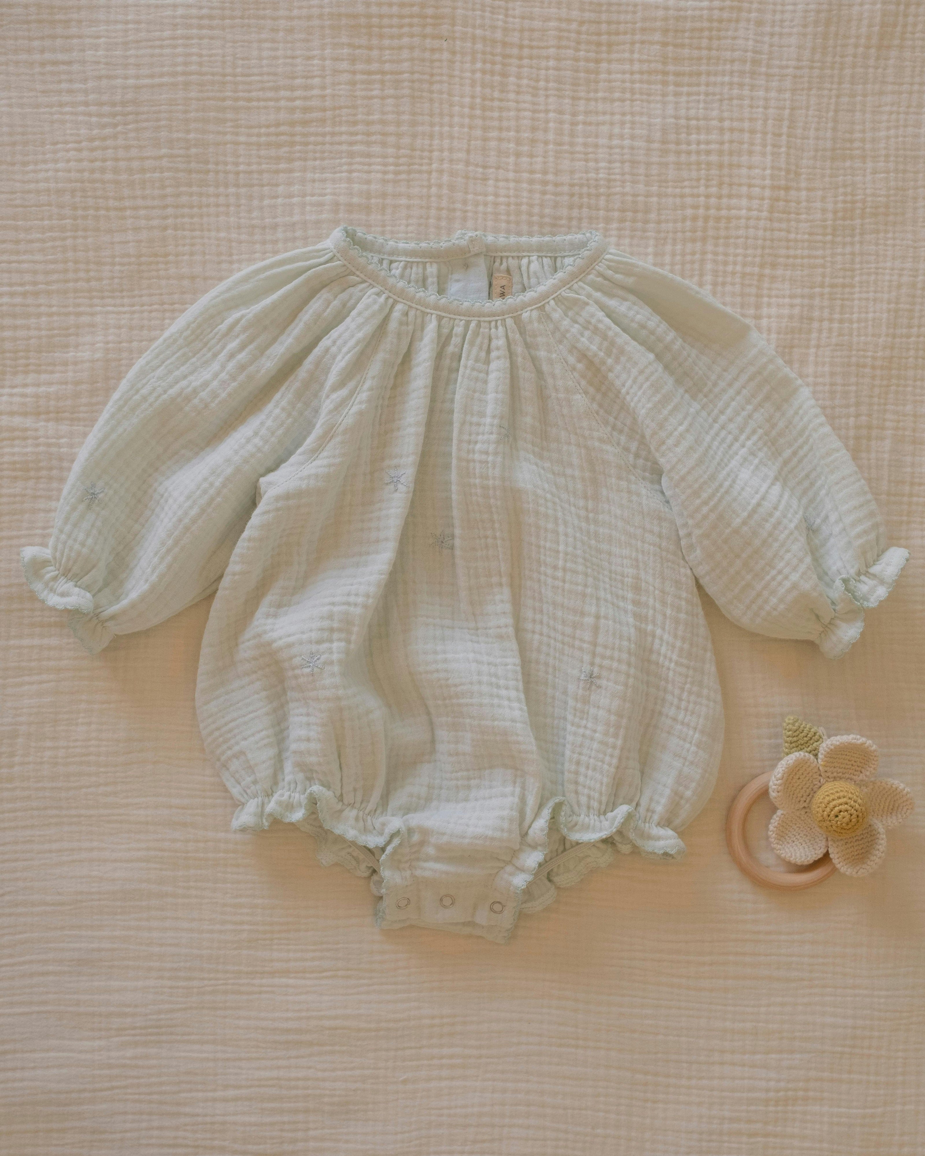 Gauze Romper in Embroidered Stars