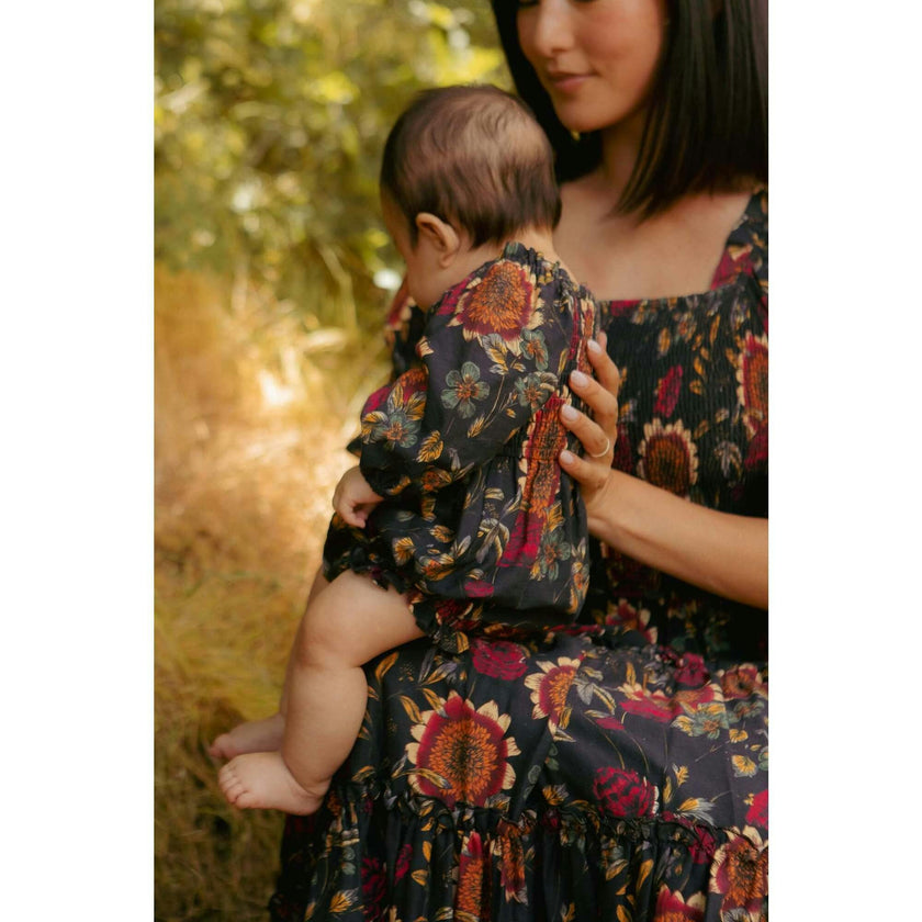 Baby Madeline Romper in Moody Sunflower