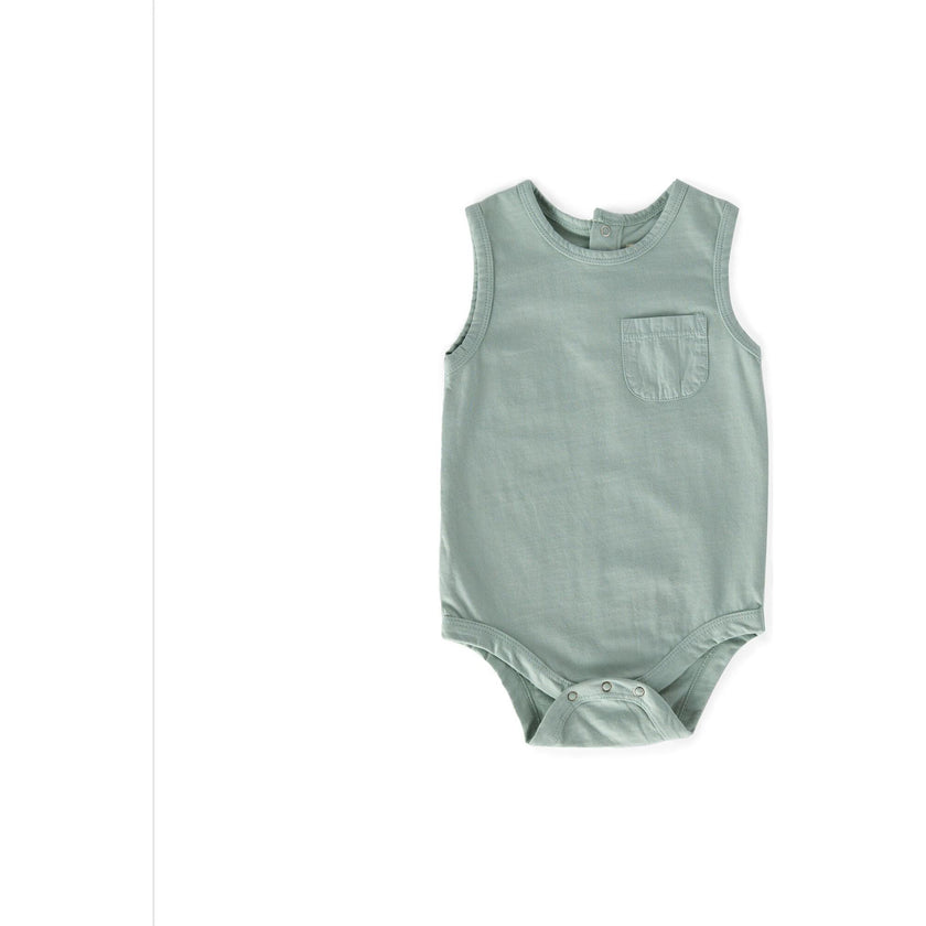 Vintage Washed Tank One-Piece, Blue
